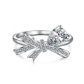 Silver Ribbon Heart Ring